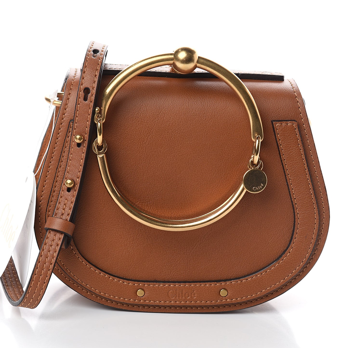 Calfskin Suede Small Nile Bracelet Bag Caramel