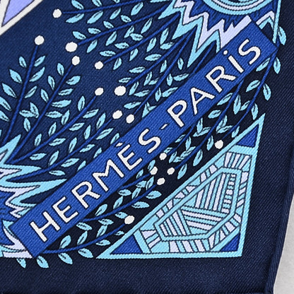 Hermes Silk Maitres de la Foret Scarf 90 Marine Lavande Turquoise 2 of 8