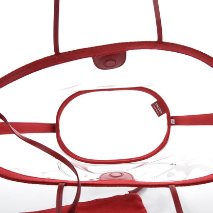 Prada Plexiglass Canapa Shopper Tote Red 6 of 8
