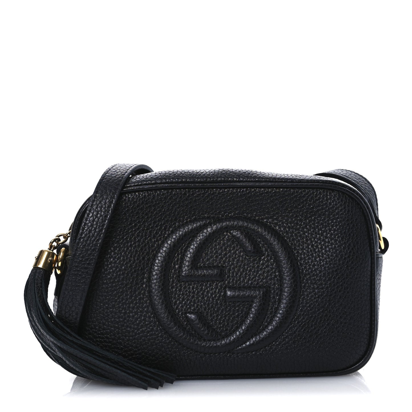 Pebbled Calfskin Small Soho Disco Bag Black