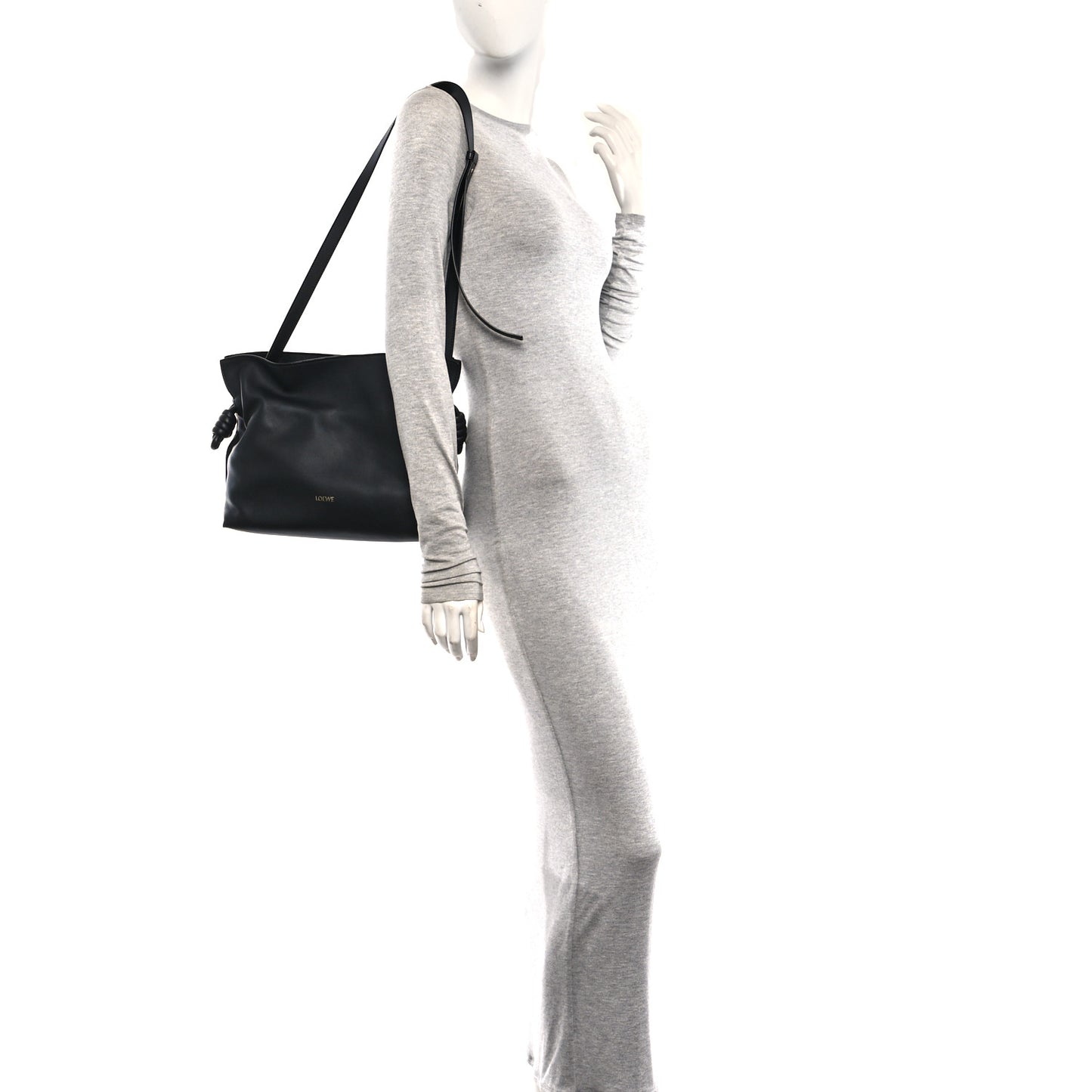 Nappa Medium Flamenco Knot Bag Black