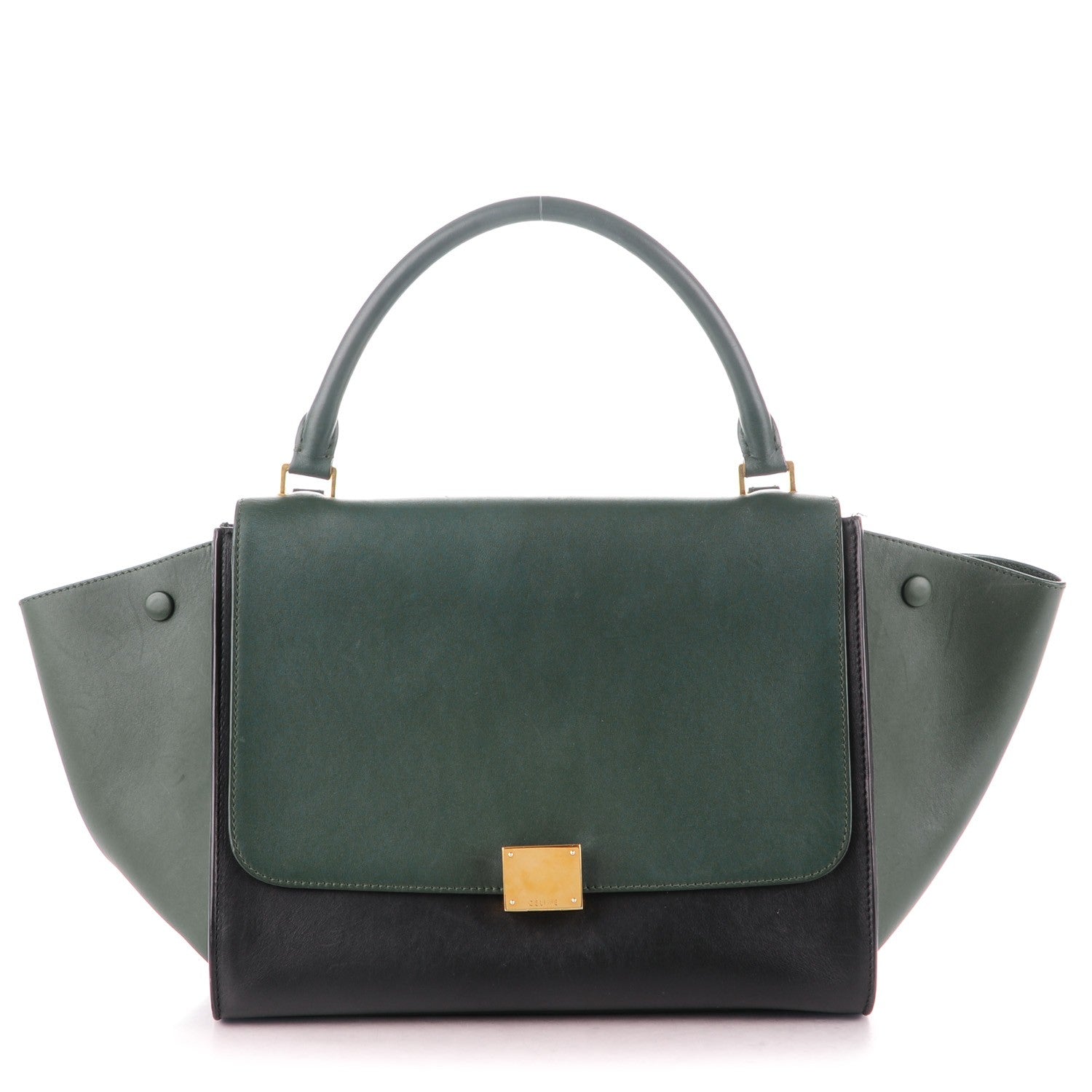 Celine Smooth Calfskin Medium Bi-Color Trapeze Bottle Green 1 of 9