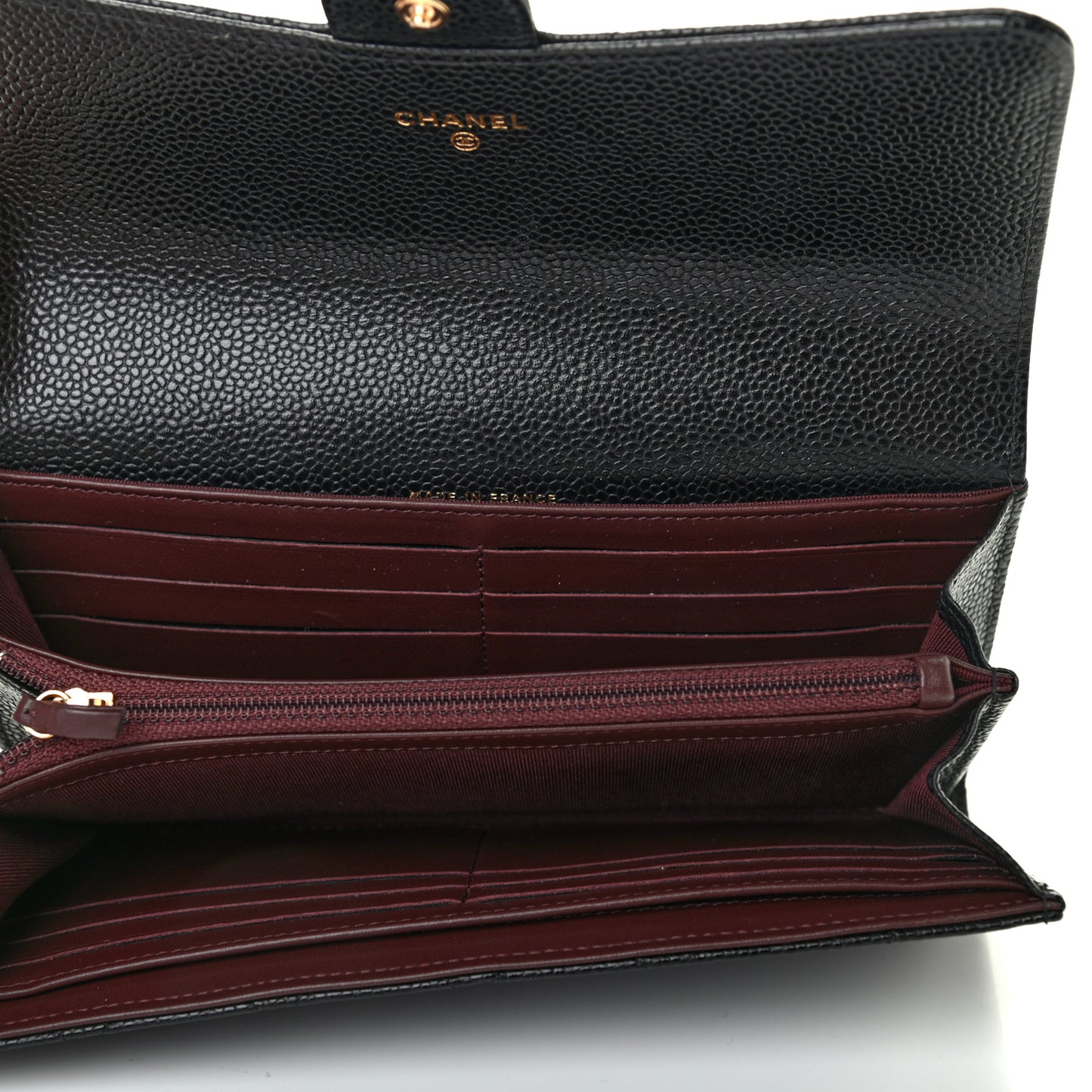 Caviar Quilted Large Gusset Flap Wallet Black