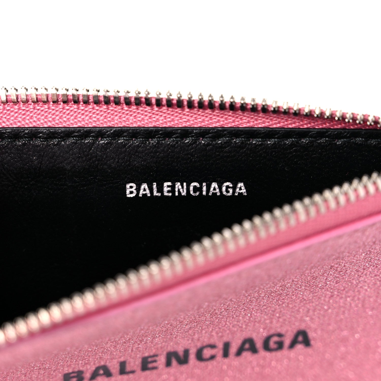 Balenciaga Sparkling Fabric Logo Large Cash Long Coin Card Holder Sweet Pink Black 6 of 8