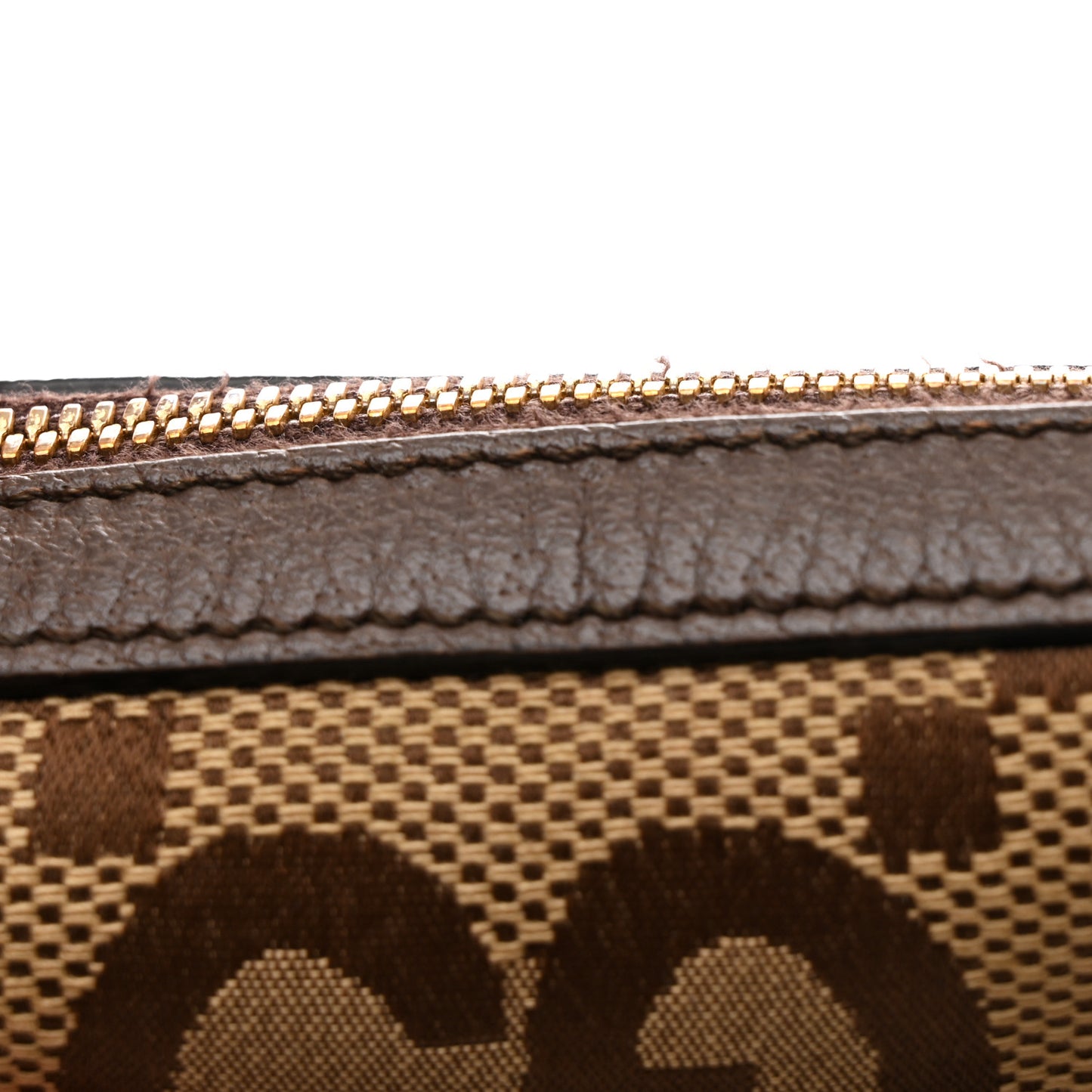 Monogram Jumbo GG Textured Dollar Calfskin Web Messenger Shoulder Bag Camel Ebony New Acero
