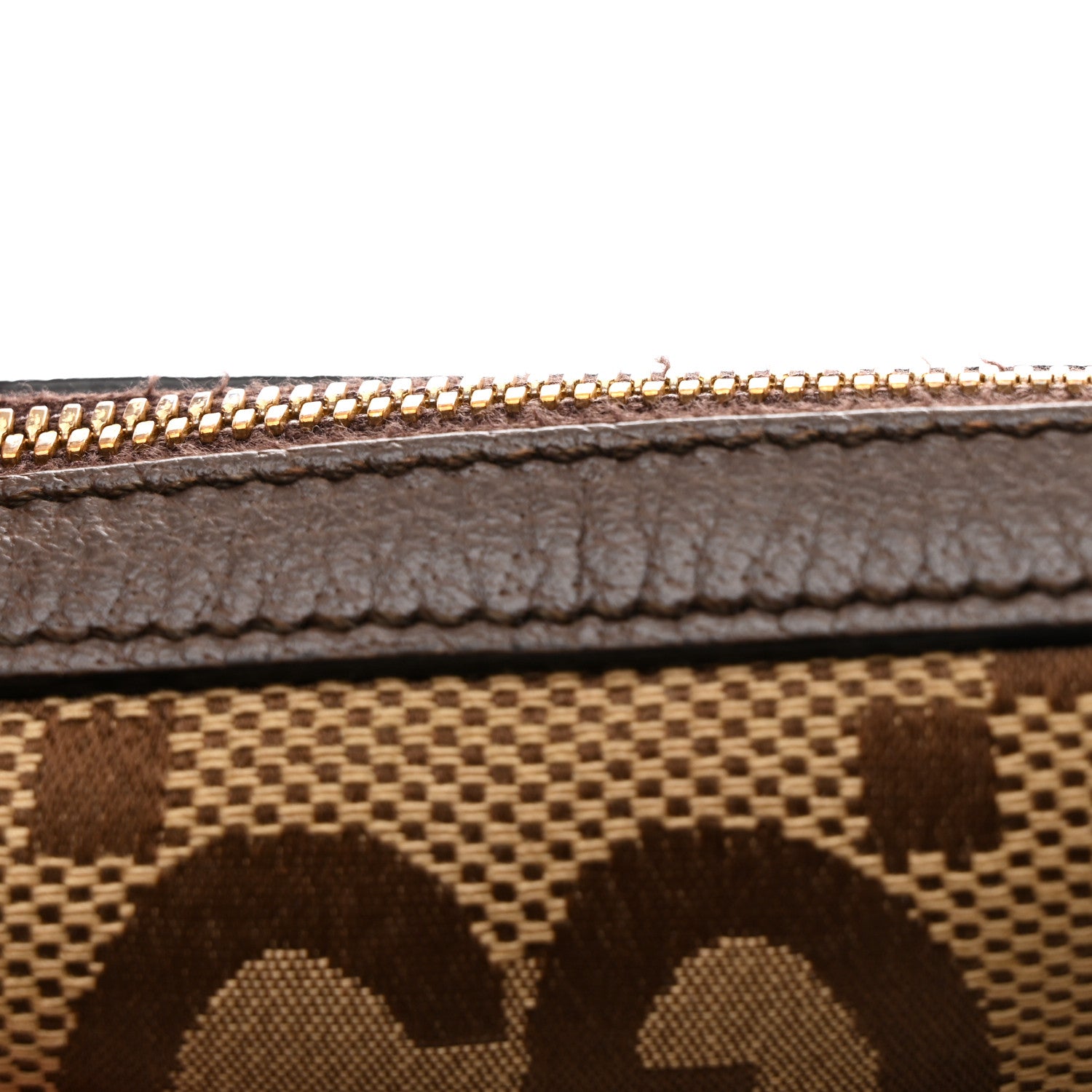 Gucci Monogram Jumbo GG Textured Dollar Calfskin Web Messenger Shoulder Bag Camel Ebony New Acero 12 of 13