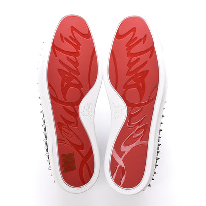Christian Louboutin Lame Lux Mens Spikes Pik Boat Flat 43 Denim Silver 5 of 8