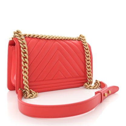 Chanel Calfskin Chevron Quilted Medium Boy Flap Red 3 of 14