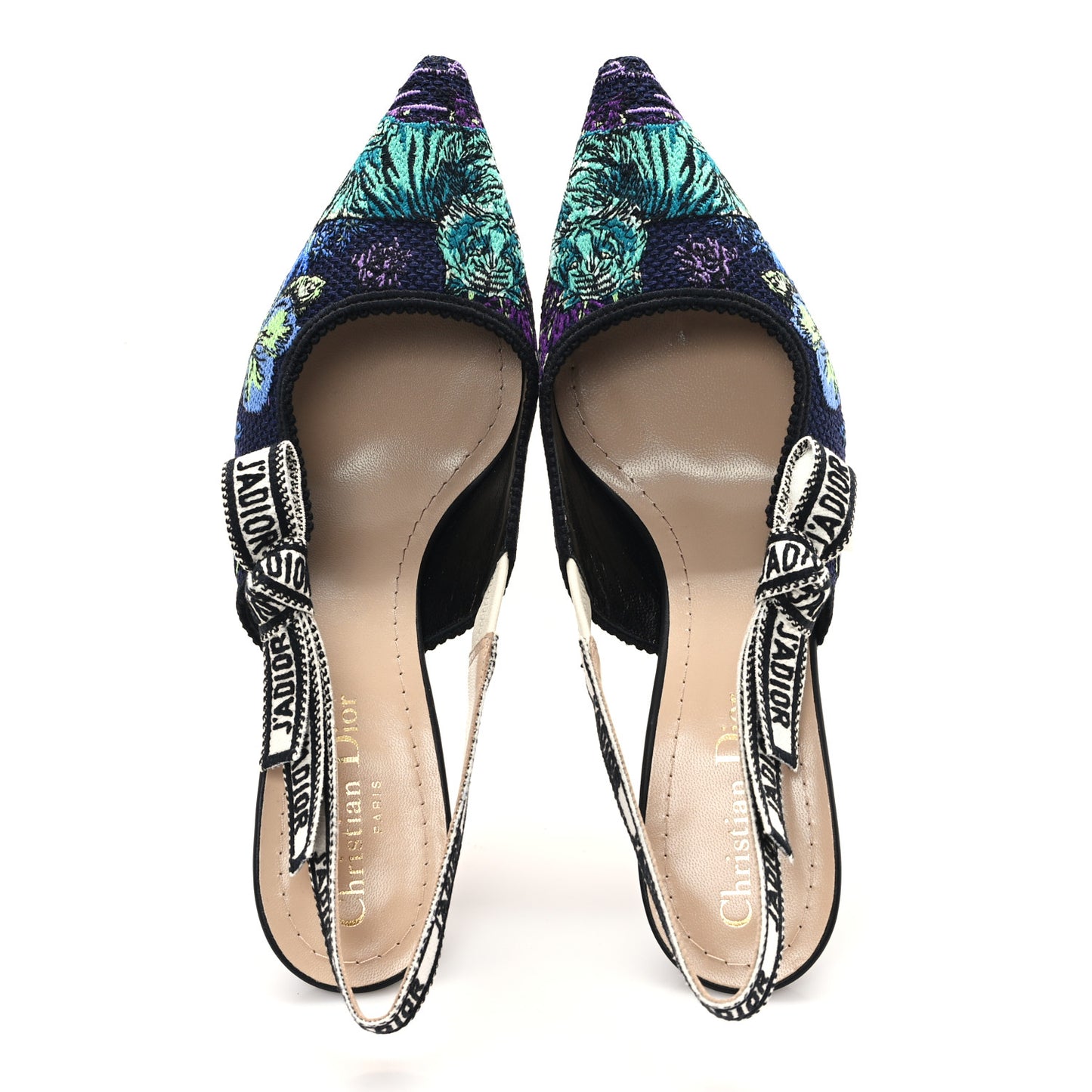 Canvas Embroidered Voyage Cotton Ribbon J'Adior Slingback 65mm Pumps 38 Multicolor