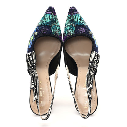 Christian Dior Canvas Embroidered Voyage Cotton Ribbon J'Adior Slingback 65mm Pumps 38 Multicolor 2 of 10