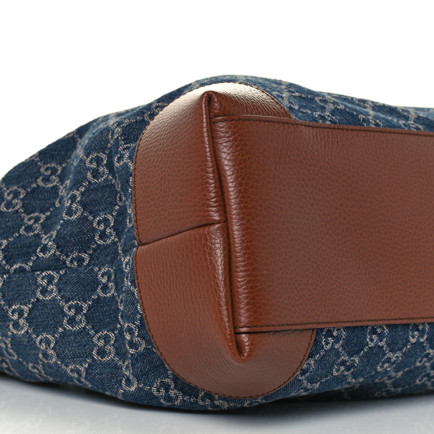 New Denim GG Monogram Medium Ophidia Shopping Tote Blue Tea Cuir