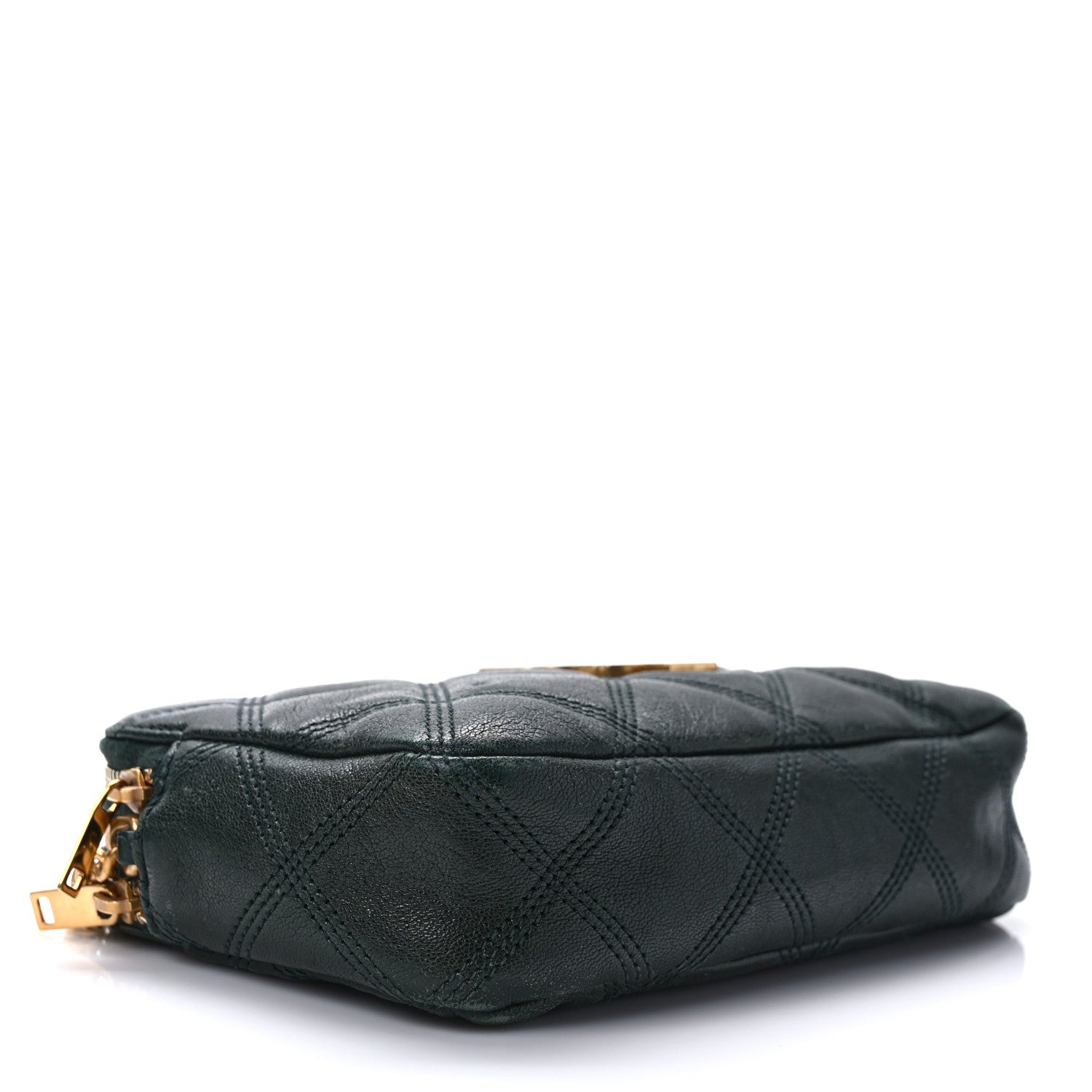 Saint Laurent Grained Lambskin Quilted Mini Becky Double Zip Bag Dark Green 3 of 11