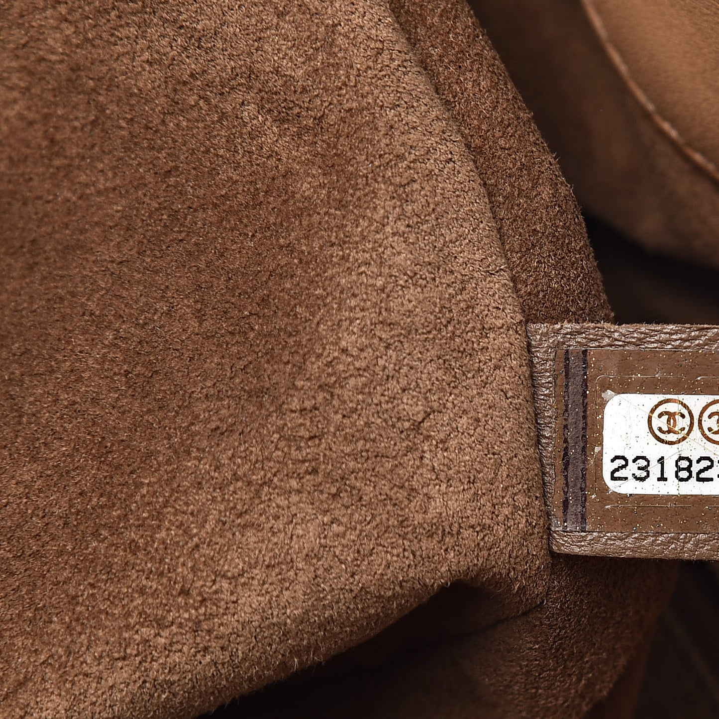 Calfskin Stitched Medium Drawstring CC Bag Beige