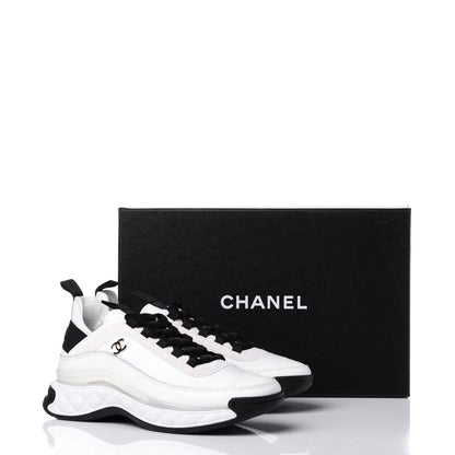 Chanel Velvet Calfskin Mixed Fibers CC Sneakers 38 Ivory Black 12 of 12
