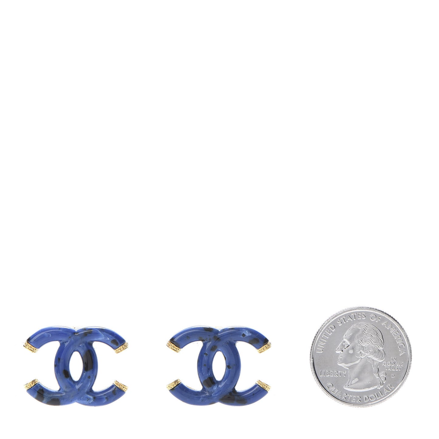 Resin CC Earrings Blue Black Gold