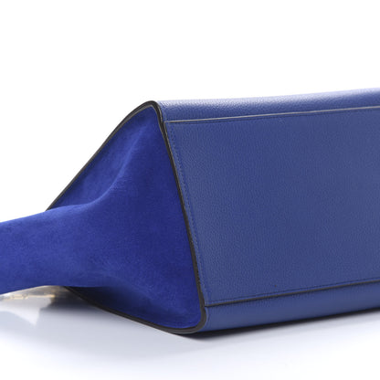 Celine Drummed Calfskin Suede Small Trapeze Indigo 5 of 9