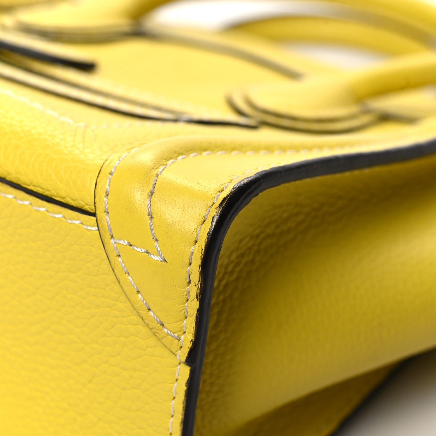 Celine Drummed Calfskin Nano Luggage Citron 9 of 16