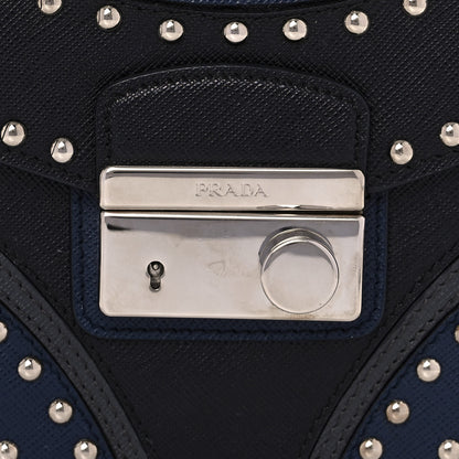 Prada Saffiano Studded Sound Bag Black Baltico 11 of 12