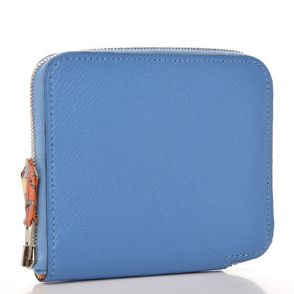 Hermes Epsom Silk'in Compact Wallet Bleu Paradis 3 of 8