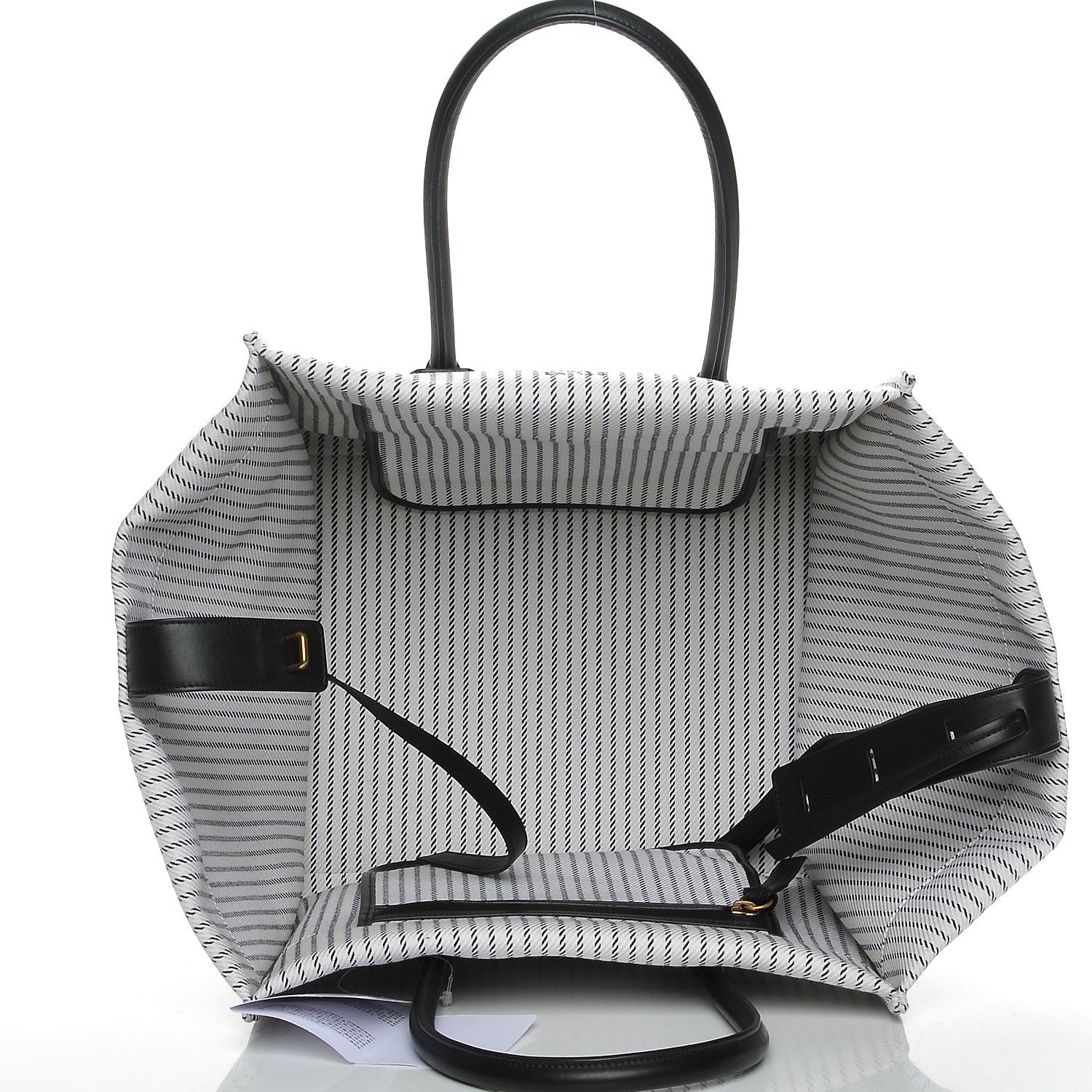 Celine Cotton Canvas Striped Medium Phantom Luggage White Navy 5 of 9