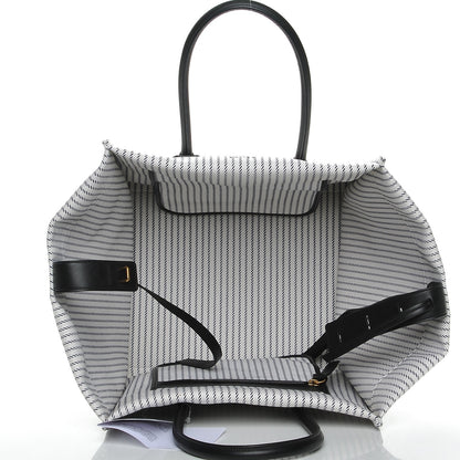 Celine Cotton Canvas Striped Medium Phantom Luggage White Navy 5 of 9