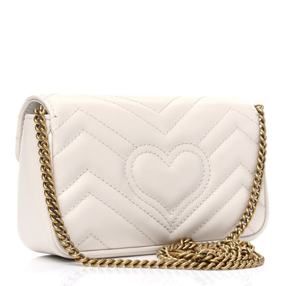 Gucci Calfskin Matelasse Super Mini GG Marmont Shoulder Bag White 2 of 5
