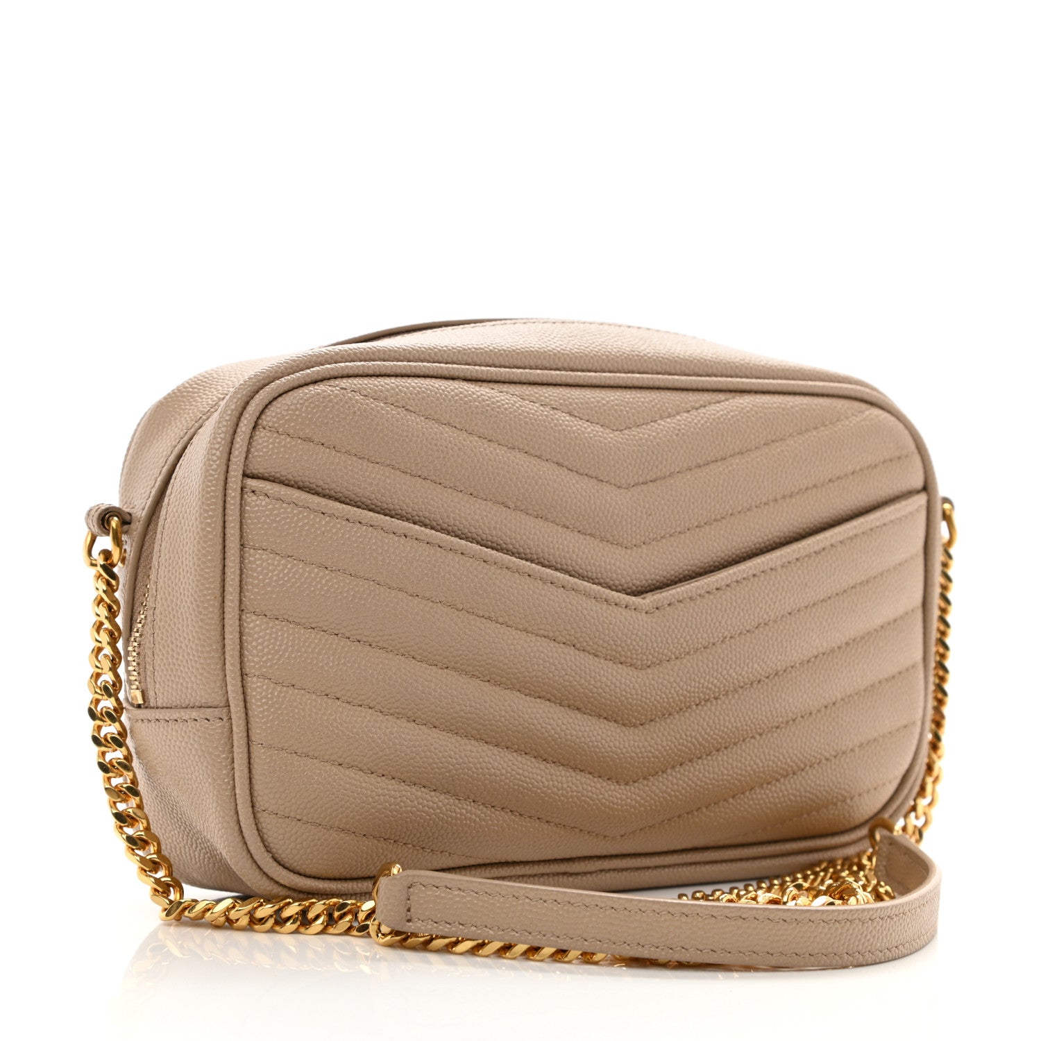 Saint Laurent Grain De Poudre Matelasse Monogram Mini Lou Camera Bag Dark Beige 3 of 10
