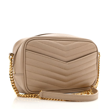 Saint Laurent Grain De Poudre Matelasse Monogram Mini Lou Camera Bag Dark Beige 3 of 10