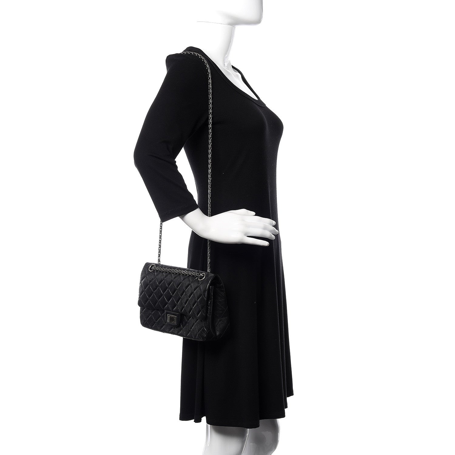 Chanel Aged Calfskin Quilted 2.55 Reissue 225 Flap Black 2 of 12