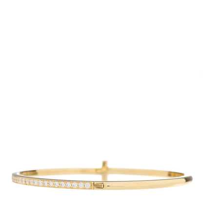 Tiffany 18K Yellow Gold Diamond Narrow T1 Hinged Bangle Bracelet 2 of 4