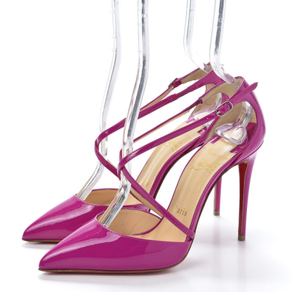 Christian Louboutin Patent Cross Blake 100 Pumps 36 Rose Indien 3 of 8
