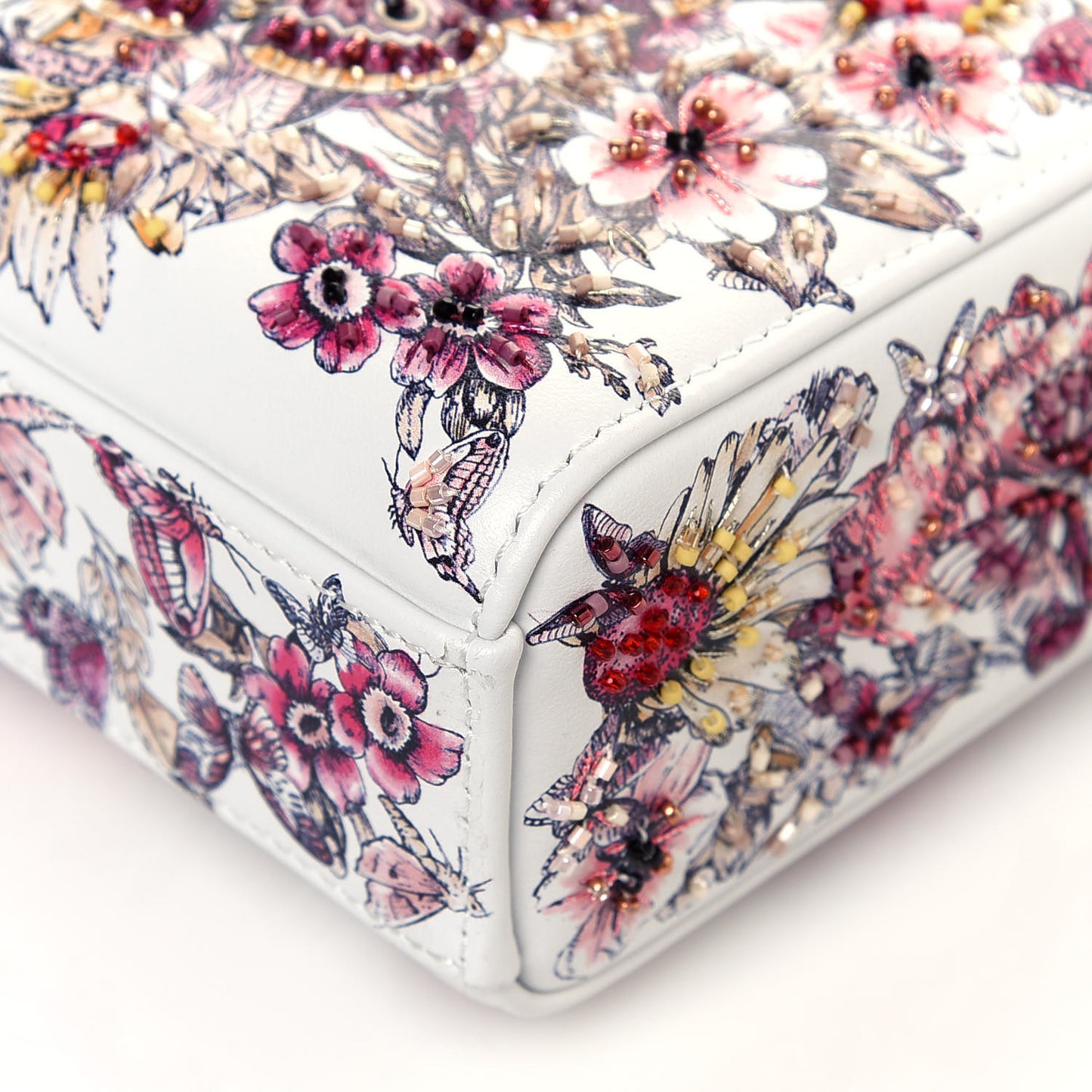 Calfskin Embroidered Butterfly Printed Lady D-Joy Multicolor