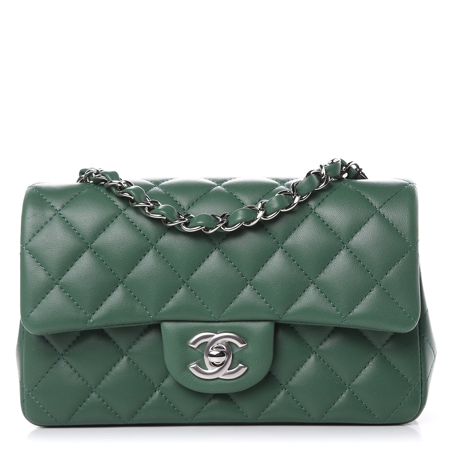 Chanel Lambskin Quilted Mini Rectangular Flap Green 1 of 10