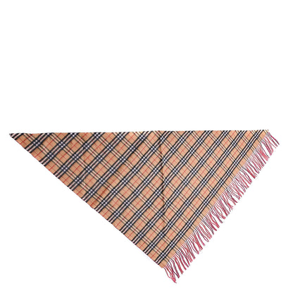 Burberry Cashmere Fluorescent Vintage Check Bandana Scarf Bright Peony 1 of 3