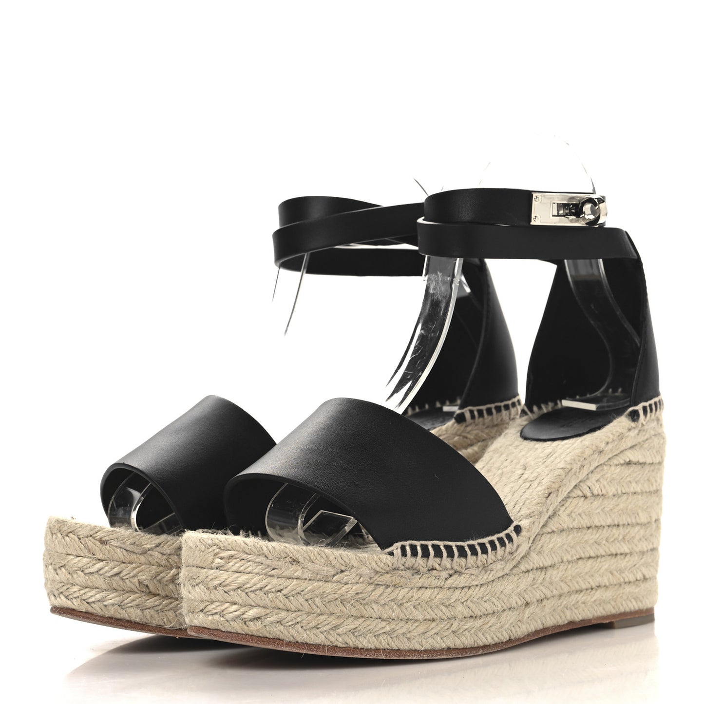 Calfskin Tipoli Espadrille Wedges 39 Black