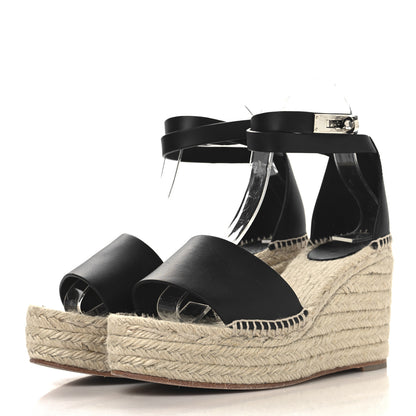 Hermes Calfskin Tipoli Espadrille Wedges 39 Black 4 of 9