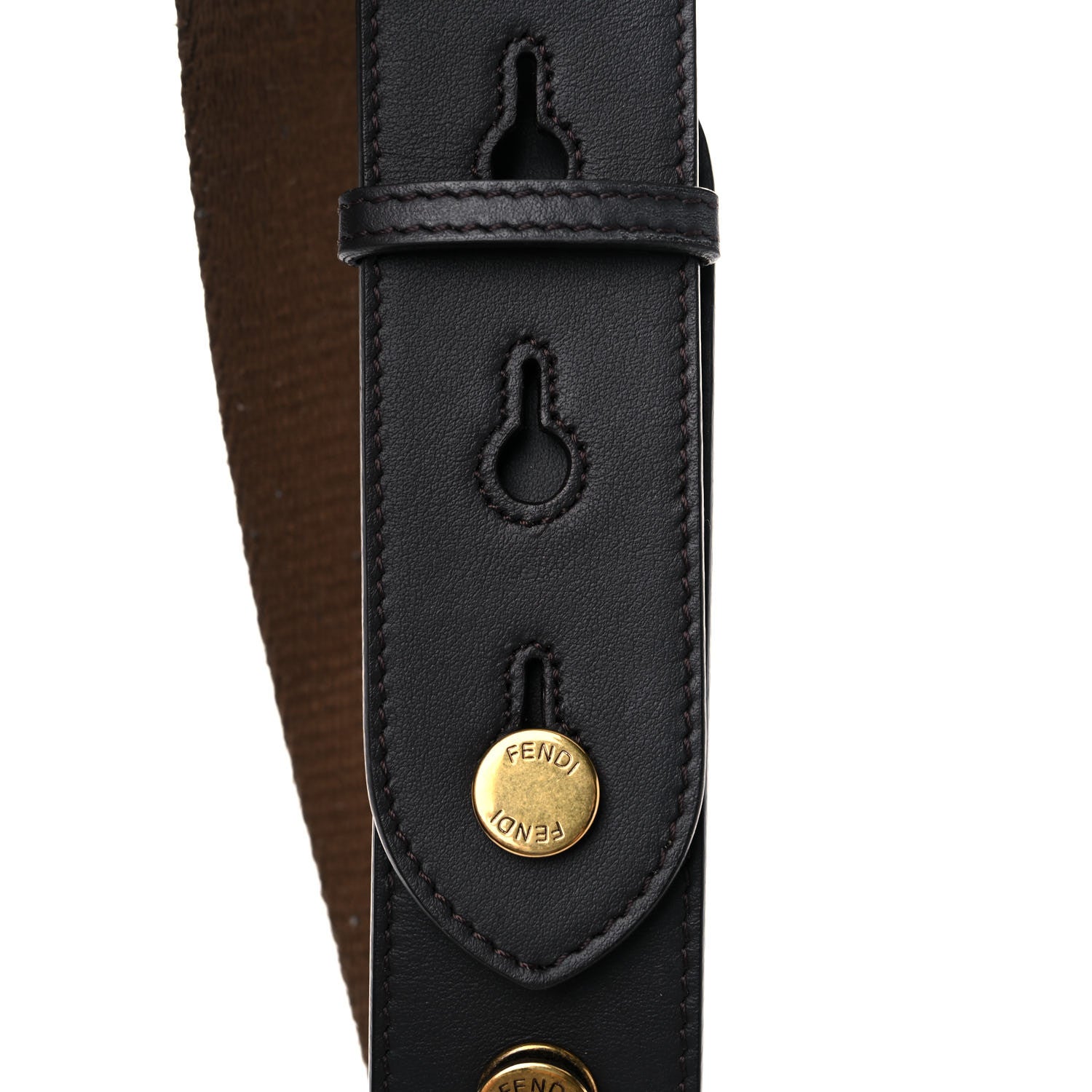 Fendi Ribbon Vitello Century FF 1974 Flat Studded Strap You Fango Marrone Ebano 5 of 8