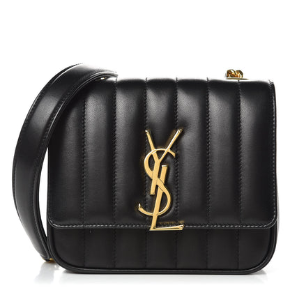 Saint Laurent Lambskin Matelasse Monogram Small Vicky Chain Bag Black 1 of 11