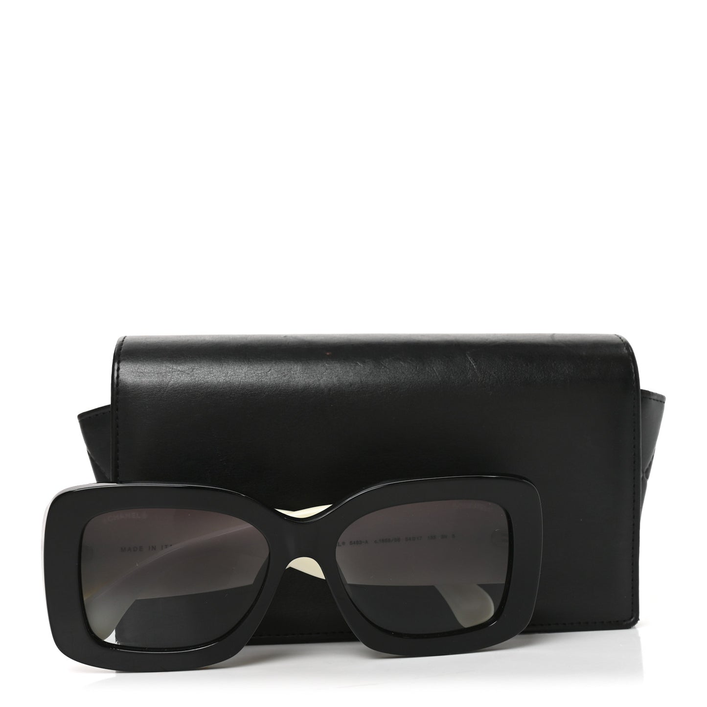Acetate Quilted CC Rectangle Sunglasses 5483-A White Black