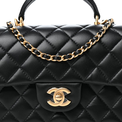 Chanel Lambskin Quilted Mini Top Handle Rectangular Flap Black 10 of 10
