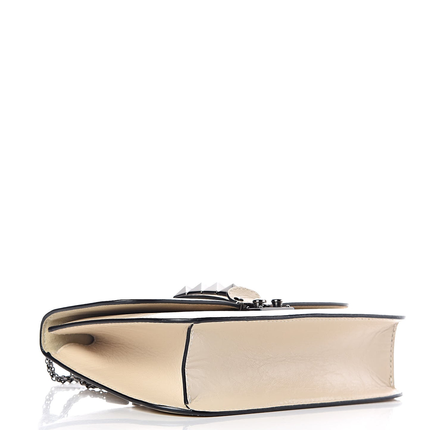 Craquele Calfskin Medium Glam Lock Rockstud Flap Light Ivory