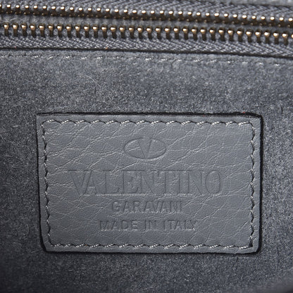 Valentino Garavani Pebbled Calfskin Small Rockstud Single Handle Flap Bag Pastel Grey 7 of 8