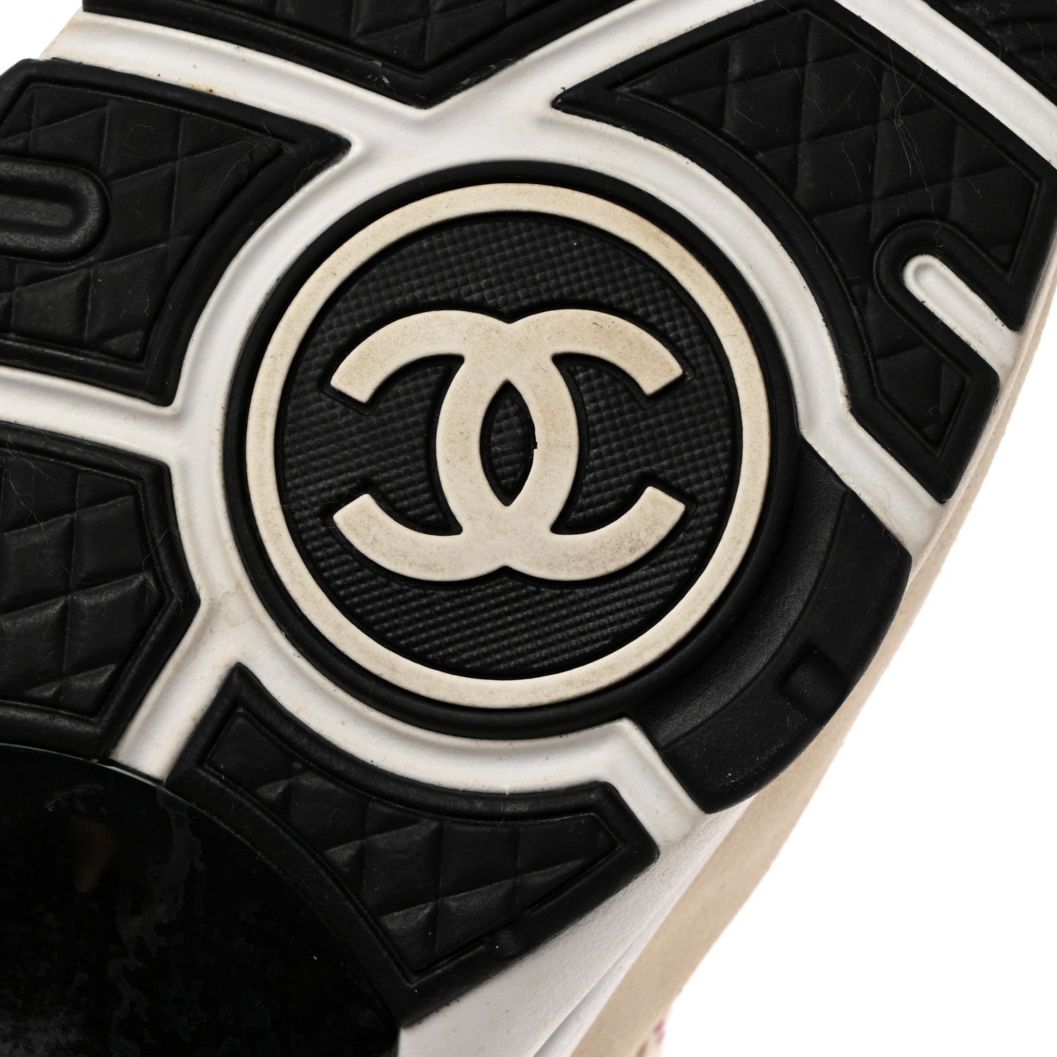 Chanel Tweed Suede Calfskin Womens CC Sneakers 39 Pink Ecru 8 of 9