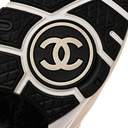 Chanel Tweed Suede Calfskin Womens CC Sneakers 39 Pink Ecru 8 of 9