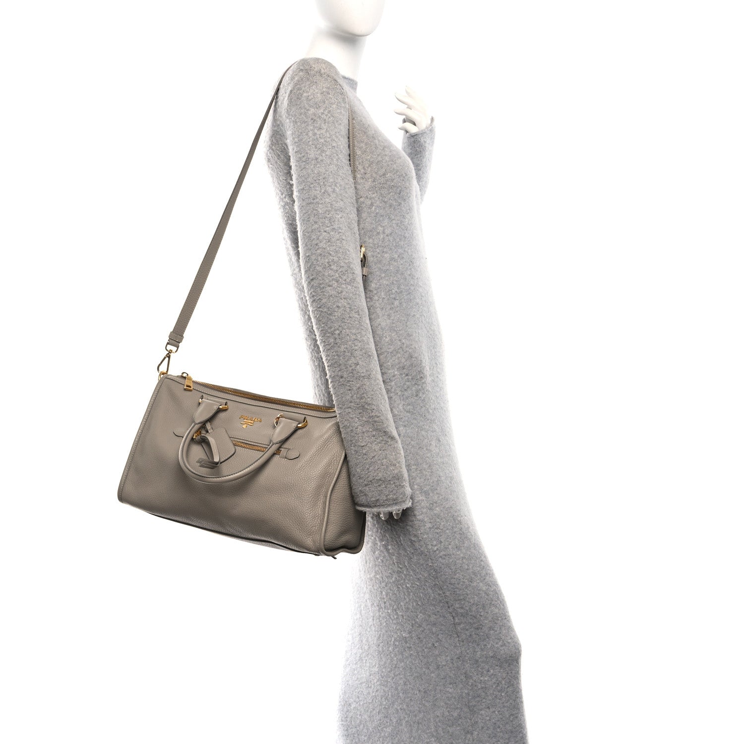 Prada Vitello Daino Shopping Satchel Pomice 2 of 9