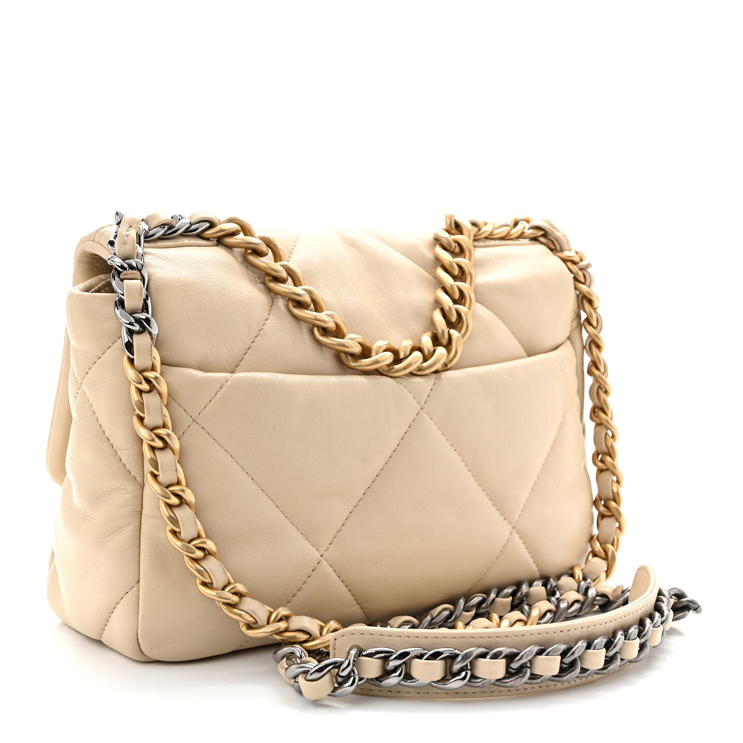 Chanel Lambskin Quilted Medium Chanel 19 Flap Light Beige 3 of 10