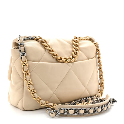 Chanel Lambskin Quilted Medium Chanel 19 Flap Light Beige 3 of 10
