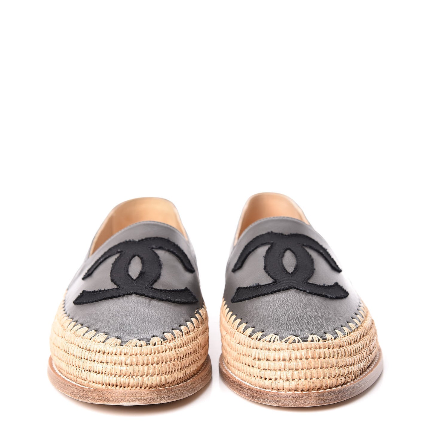 Lambskin Grosgrain CC Espadrilles 39 Grey Black
