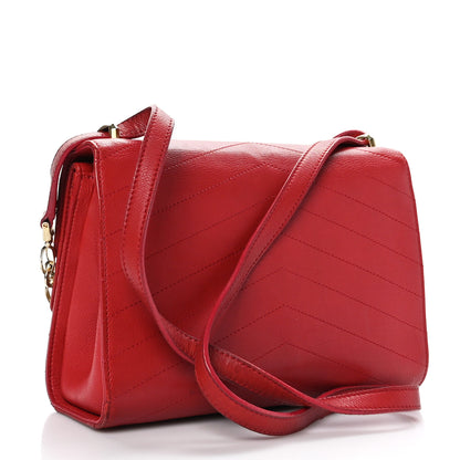 Chanel Calfskin Chevron Quilted Casual Trip Flap Red 3 of 12