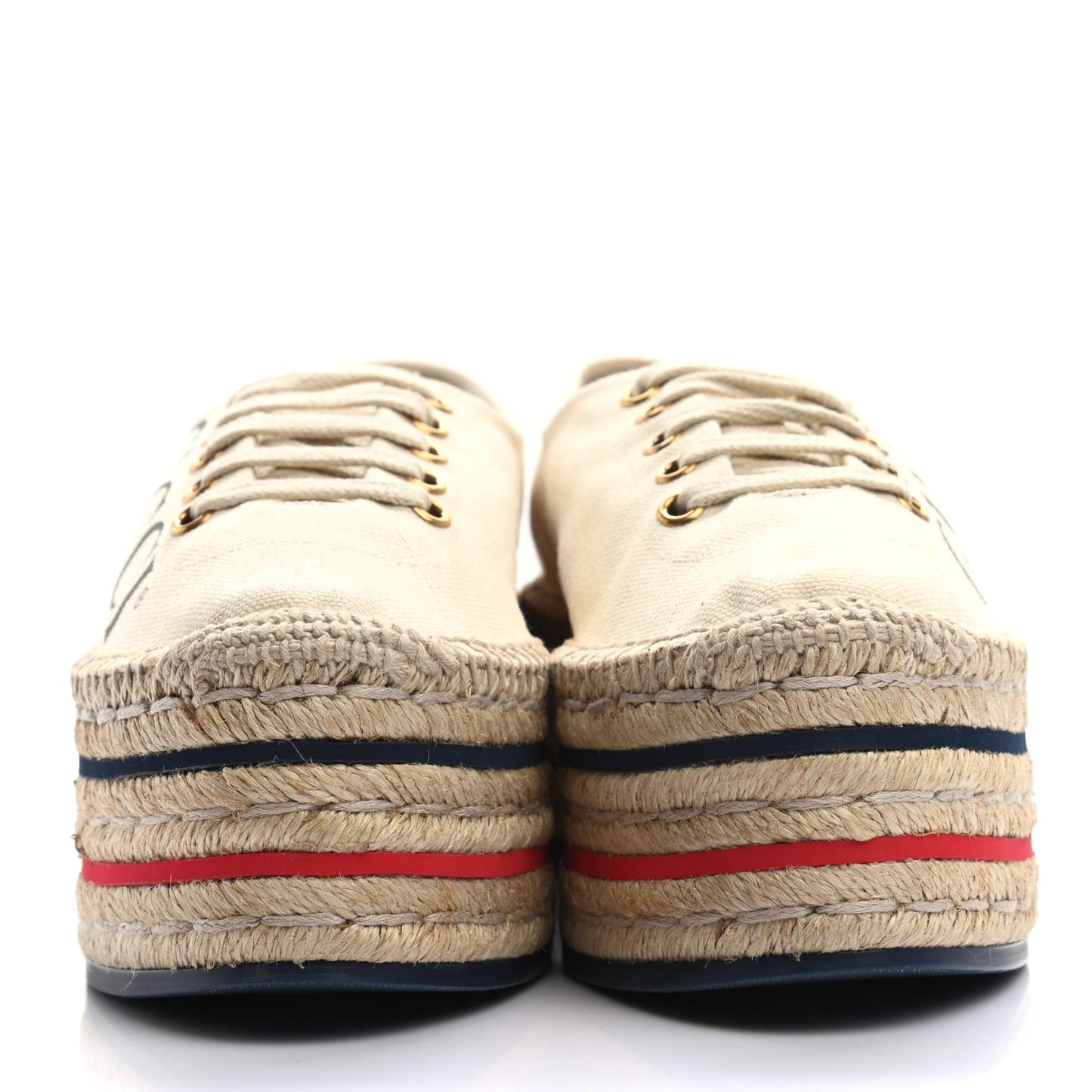 Canvas Logo Lace-Up Platform Espadrilles 36 Greggio Grege